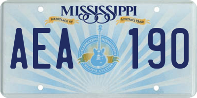 MS license plate AEA190