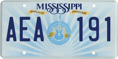MS license plate AEA191