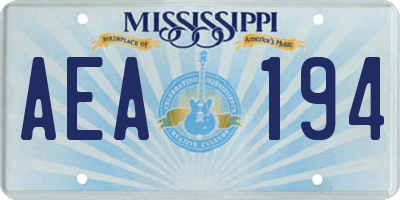 MS license plate AEA194