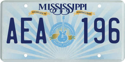 MS license plate AEA196