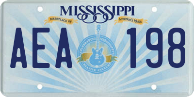 MS license plate AEA198
