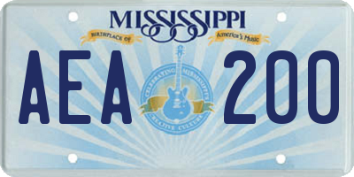 MS license plate AEA200