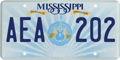 MS license plate AEA202