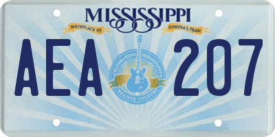 MS license plate AEA207