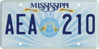 MS license plate AEA210