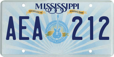 MS license plate AEA212
