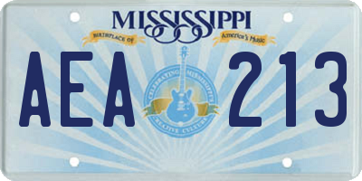 MS license plate AEA213