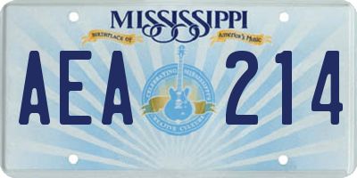 MS license plate AEA214