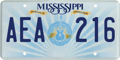 MS license plate AEA216