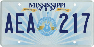 MS license plate AEA217