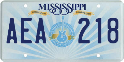 MS license plate AEA218