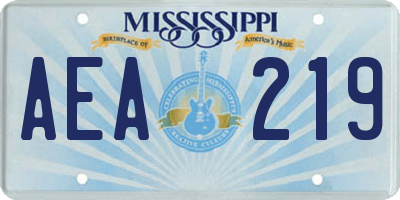 MS license plate AEA219