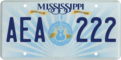 MS license plate AEA222