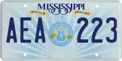 MS license plate AEA223
