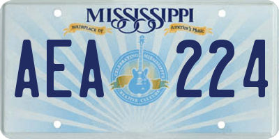 MS license plate AEA224