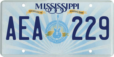 MS license plate AEA229
