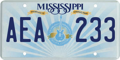 MS license plate AEA233