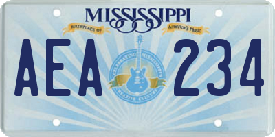 MS license plate AEA234