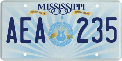 MS license plate AEA235