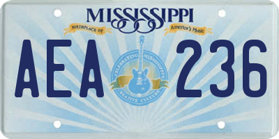MS license plate AEA236