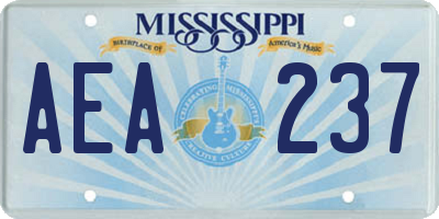 MS license plate AEA237