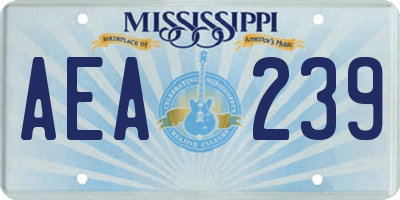 MS license plate AEA239