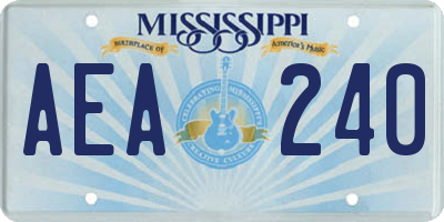 MS license plate AEA240