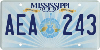 MS license plate AEA243