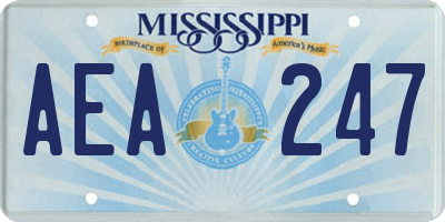 MS license plate AEA247