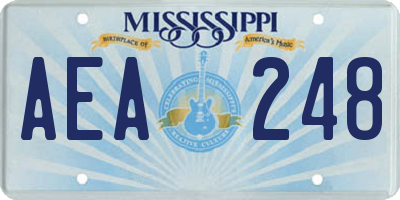 MS license plate AEA248