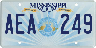 MS license plate AEA249