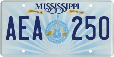 MS license plate AEA250