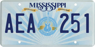 MS license plate AEA251