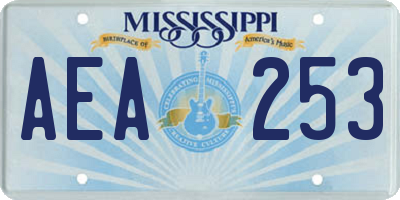 MS license plate AEA253