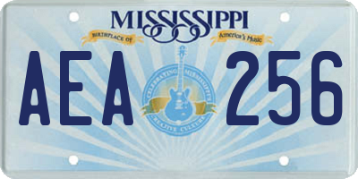 MS license plate AEA256