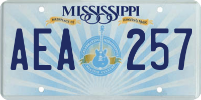 MS license plate AEA257
