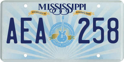 MS license plate AEA258
