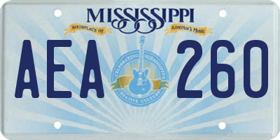 MS license plate AEA260