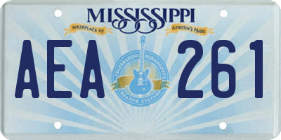 MS license plate AEA261