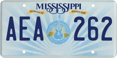 MS license plate AEA262