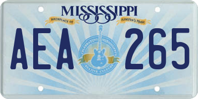 MS license plate AEA265