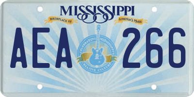 MS license plate AEA266
