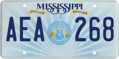 MS license plate AEA268