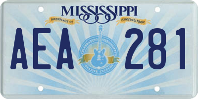 MS license plate AEA281