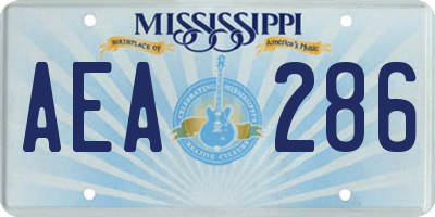 MS license plate AEA286