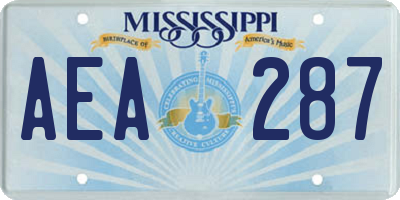 MS license plate AEA287