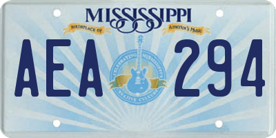 MS license plate AEA294