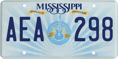 MS license plate AEA298