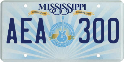 MS license plate AEA300