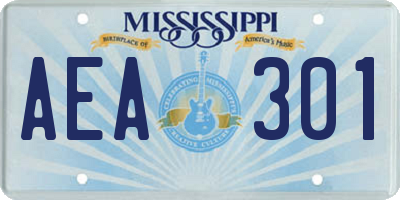 MS license plate AEA301